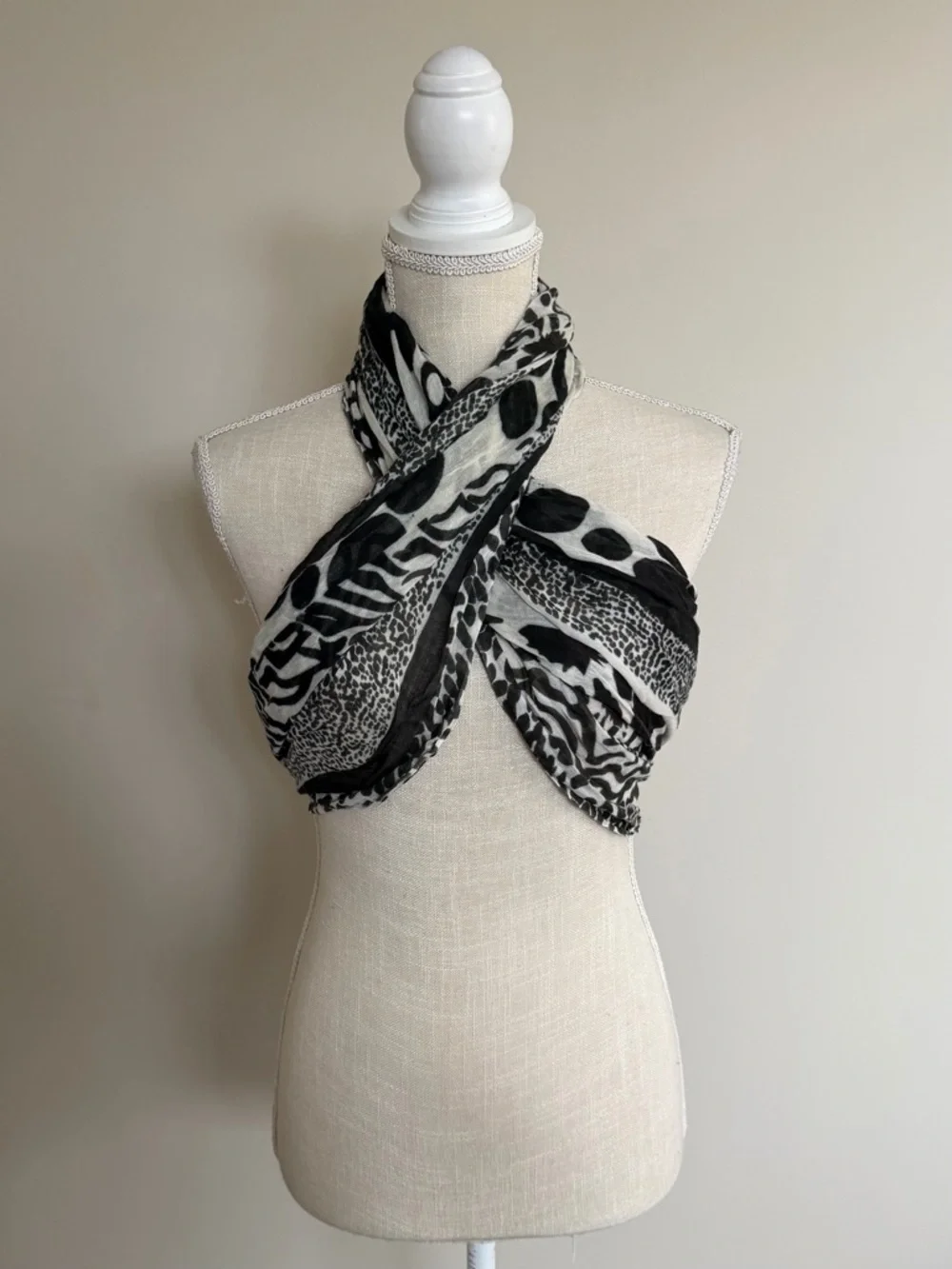 Black and White Animal Print Scarf